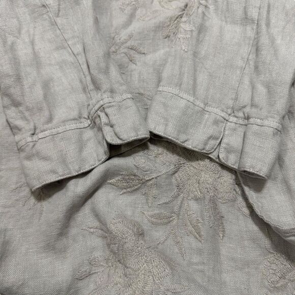 Johnny Was Sadie Heavy Linen Coat Gray Women’s Open Front Long Jacket Size M/L - Picture 11 of 14